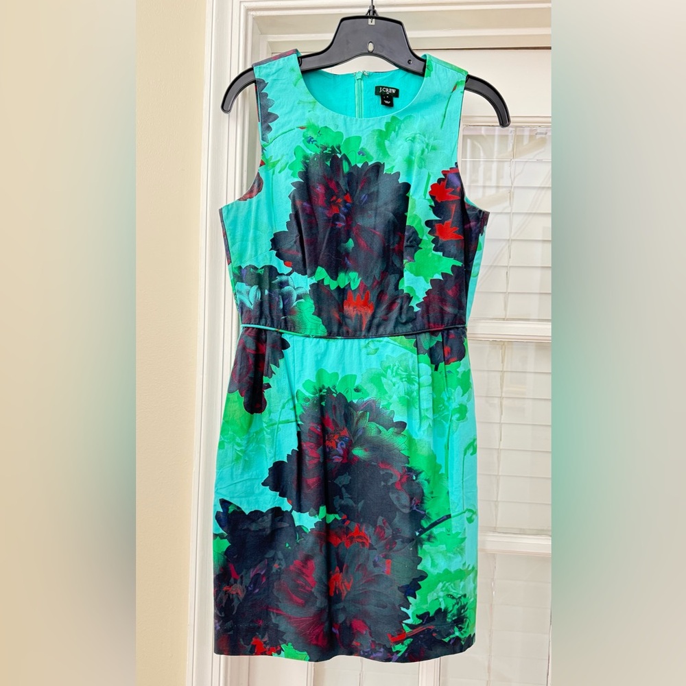 JCrew Floral Sheath Sleeveless Dress-Sz 4
